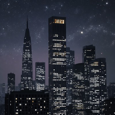 San Francisco Skyline at Night with Stars