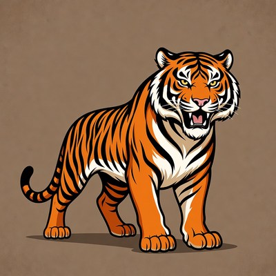 Roaring tiger illustration