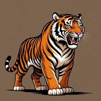 Roaring tiger illustration