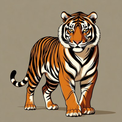 Tiger standing on isolated background