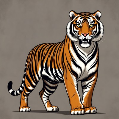 Roaring tiger illustration