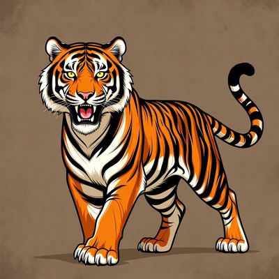 Roaring tiger illustration
