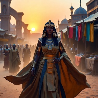 Egyptian Queen in Ancient Market