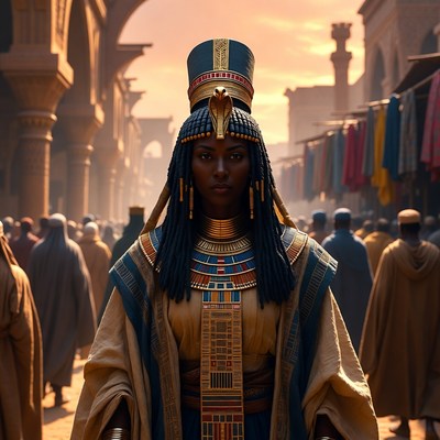 African Queen in Ancient Egyptian Market