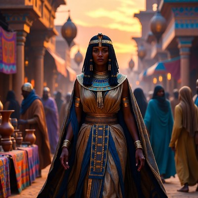 Egyptian Queen in Ancient Market