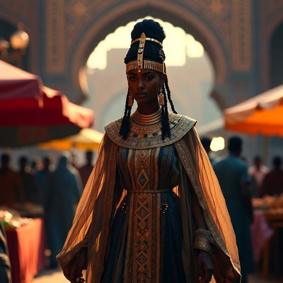 African woman in Egyptian queen dress
