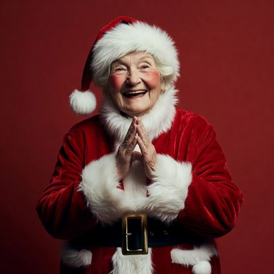 Elderly woman in Santa Claus costume