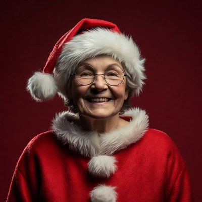 Elderly woman in Santa Claus costume