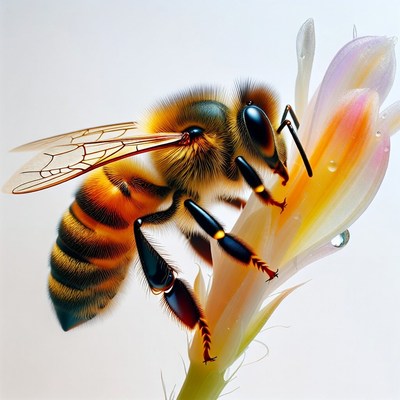 Honeybee Pollinating Purple Flower