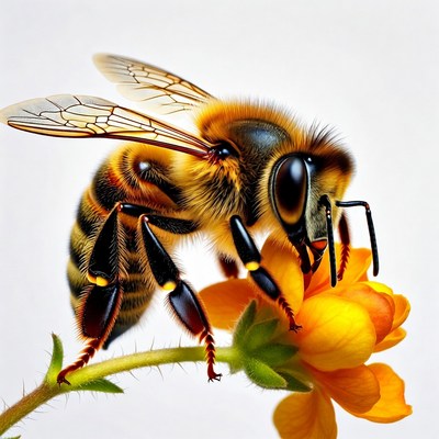 Honeybee Pollinating Orange Flower