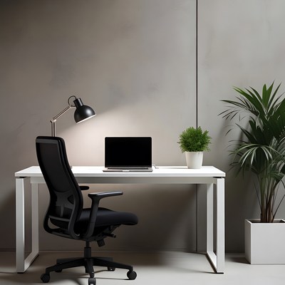 Modern Office Desk with Laptop