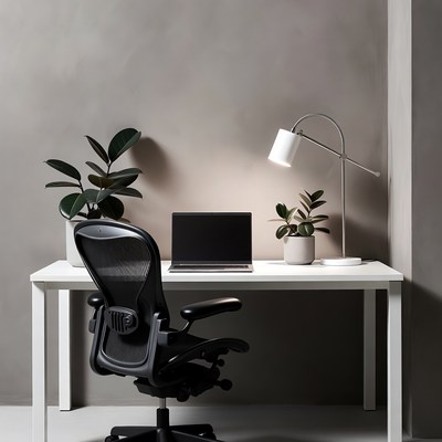 Empty Modern Office Desk Setup