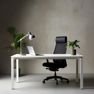 Modern Office Desk with Ergonomic Chair
