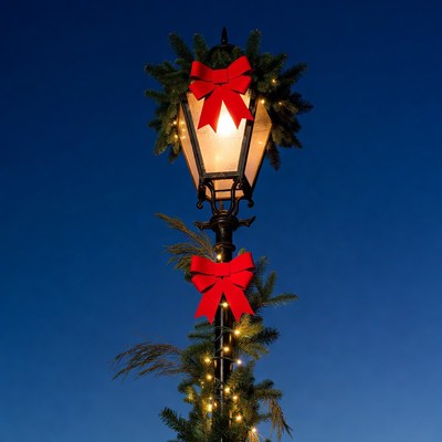 Christmas Street Lamp with Garland
