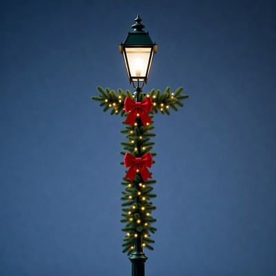 Christmas Street Lamp with Garland