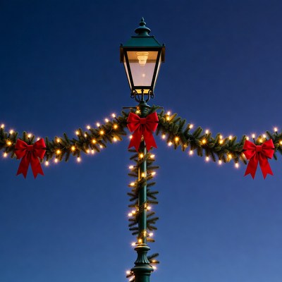 Christmas Garland Street Lamp