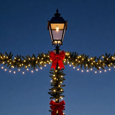 Christmas Garland Street Lamp