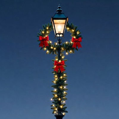 Christmas Wreath Street Lamp