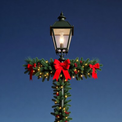 Christmas Garland Street Lamp