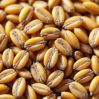 Close-up of golden wheat grains
