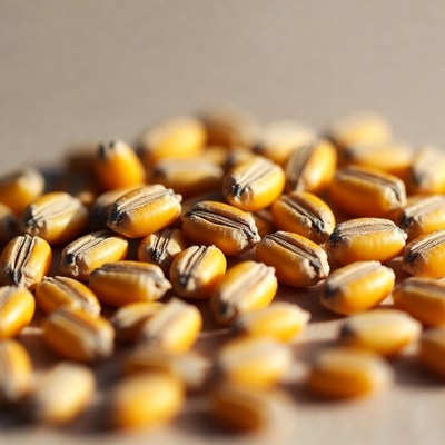 Pile of yellow corn kernels