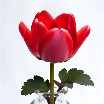 Red Tulip in Glass Vase