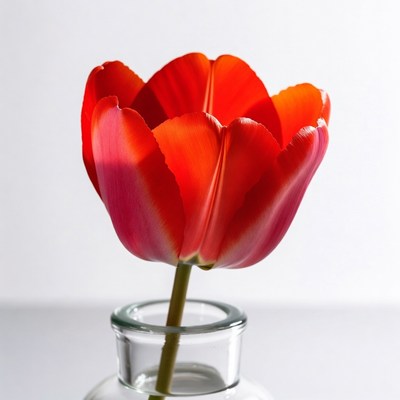 Red Tulip in Glass Vase