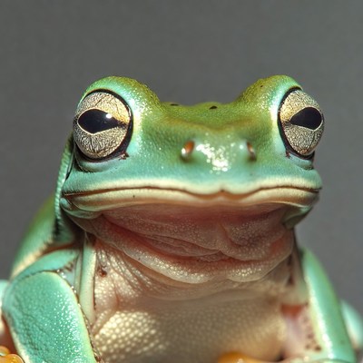 Green tree frog close-up