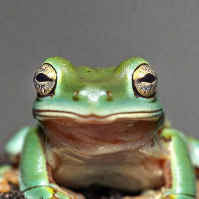 Green tree frog close-up