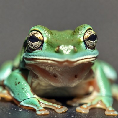 Green tree frog close-up
