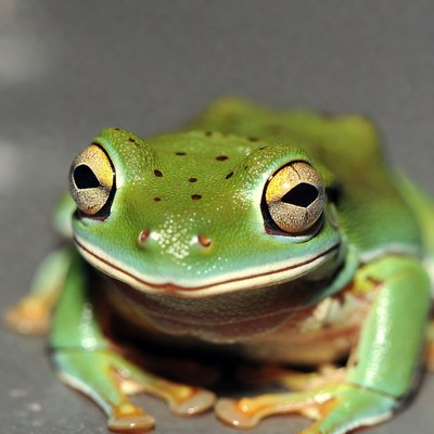 Green tree frog close-up