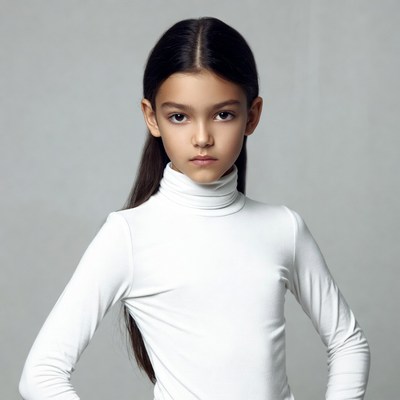 Young girl in white turtleneck