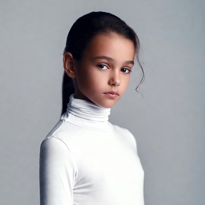 Girl in white turtleneck sweater