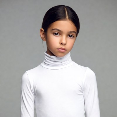 Girl in white turtleneck sweater