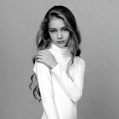 Girl in white turtleneck portrait