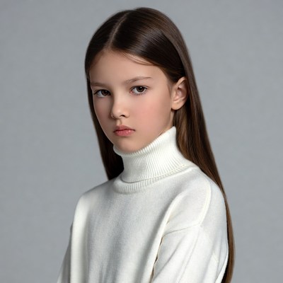 Girl in white turtleneck sweater
