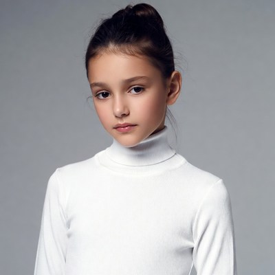 Girl in white turtleneck sweater