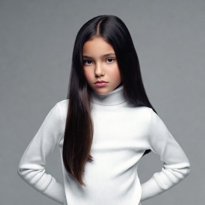 Young girl with long black hair