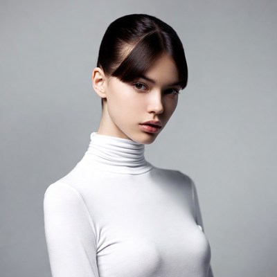 Young woman in white turtleneck