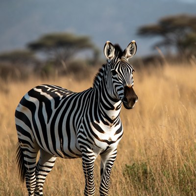 Zebra standing in savanna grass