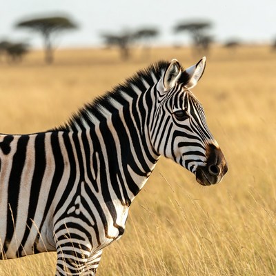 Zebra standing in savanna grass