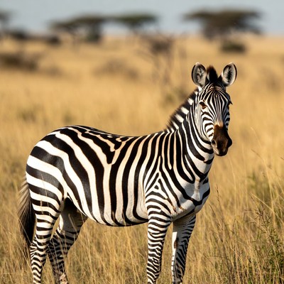 Zebra standing in savanna grass