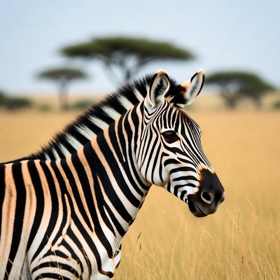 Zebra standing in savanna grass