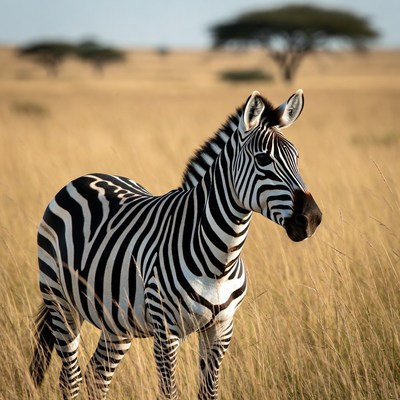 Zebra standing in savanna grass