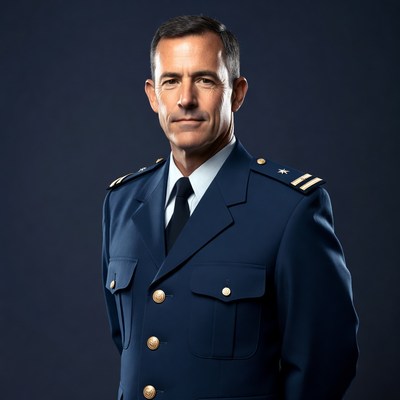 Man in navy blue uniform