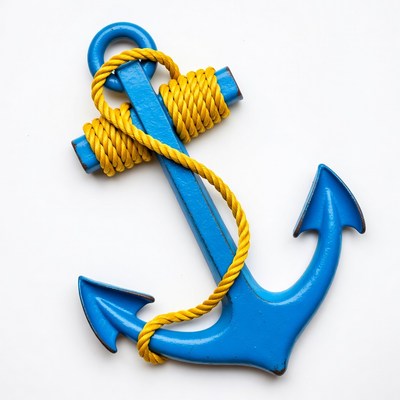 Blue Anchor with Yellow Rope