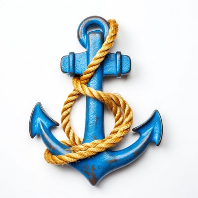 Blue Anchor with Yellow Rope