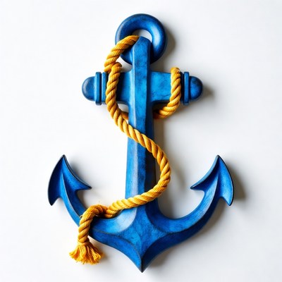Blue Anchor with Yellow Rope