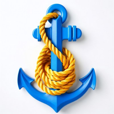 Blue Anchor with Yellow Rope