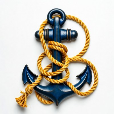 Navy Blue Anchor with Yellow Rope